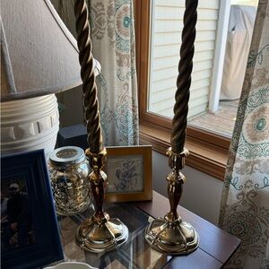 Oneida Gold Twisted Spiral Candlestick Holders
